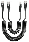 USB C to C Cable for Car 3FT&5FT, 100W Coiled USB C Fast Charging Cable for iPhone 16 Short USB Type C Cable for iPhone 15/Pro/Plus/Pro Max/Samsung Galaxy S23, Compatible All Type C Devices-Black