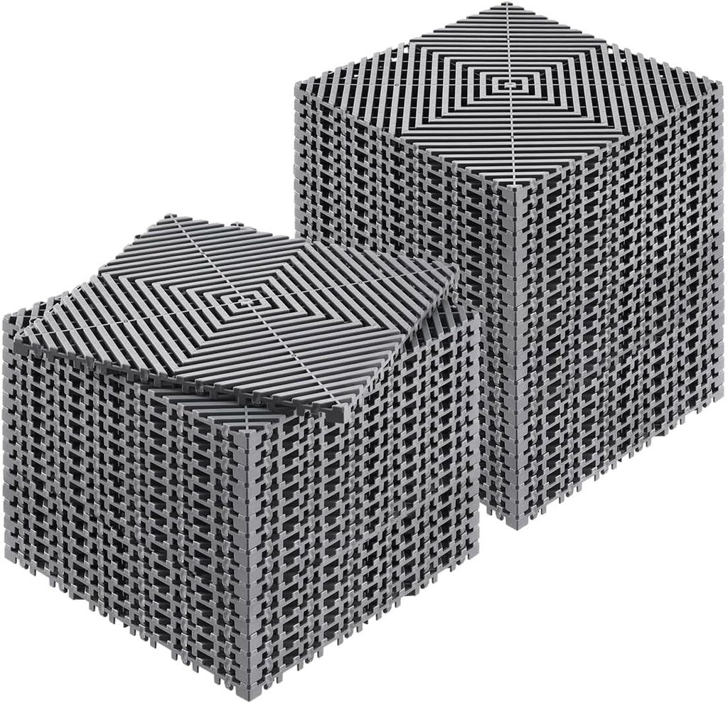 VEVOR Interlocking Drainage Mat, 12” x 12” Modular Interlocking Cushion, 40 Pcs Splicing Drainage Mats, Non-Slip Gray PP Drainage Floor Tile and Shower Mat, for Garage, Garden, Kitchen & Outdoor