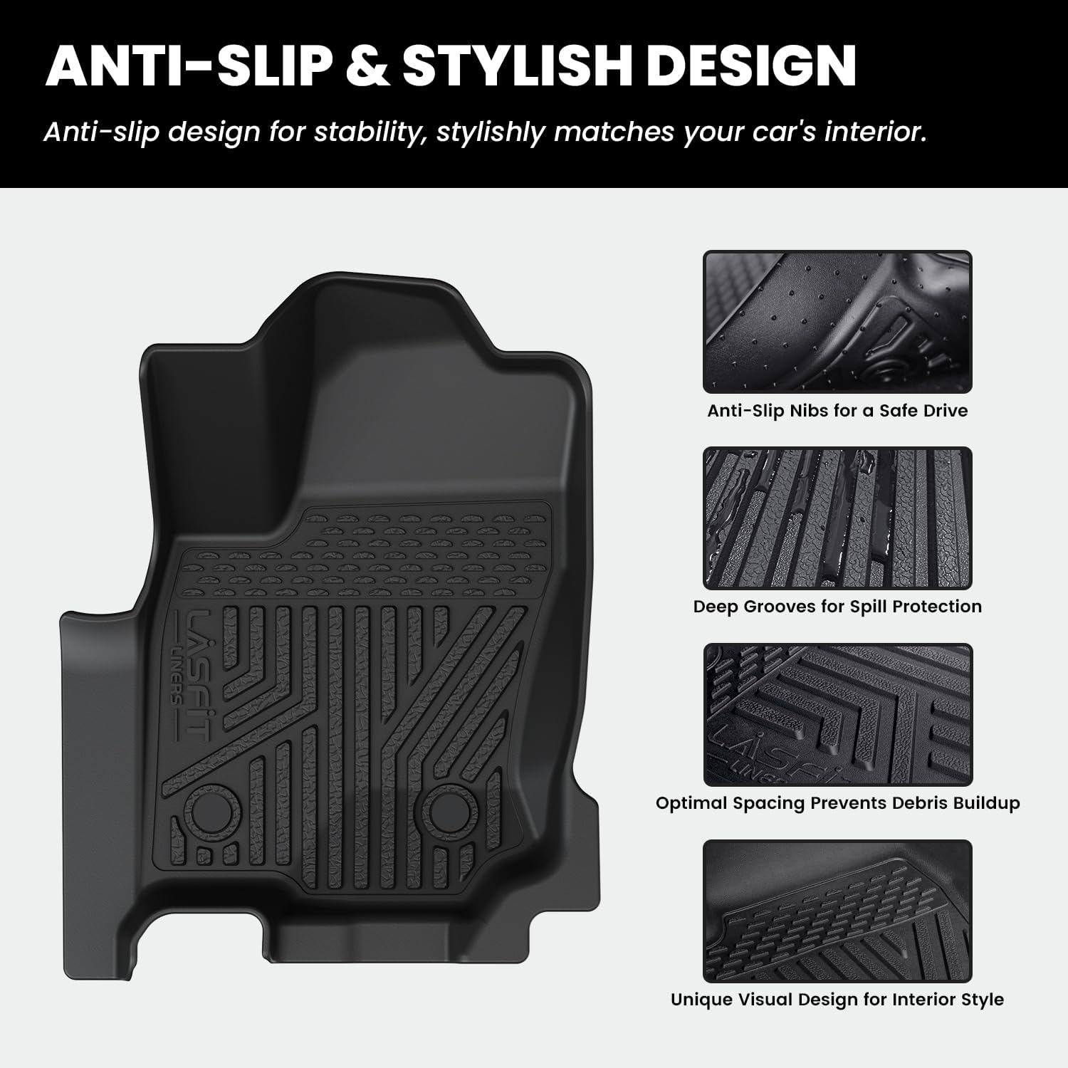 LASFIT Floor Mats for Toyota 4Runner 2025-2026 (Only fit Hybrid) wtih Trunk mat&backrest mat, All Weather TPE Custom Fit Floor Liner for 4 Runner TRD/Limited/Platium 6th gen Front&Rear Car Mats, Black