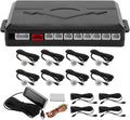 Motoforti Auto Vehicle Reverse Backup Radar System Reverse Parking Sensors Sound Warning Alarm Buzzer Reminder Distance Detection Silver Tone 8 Parking Sensors