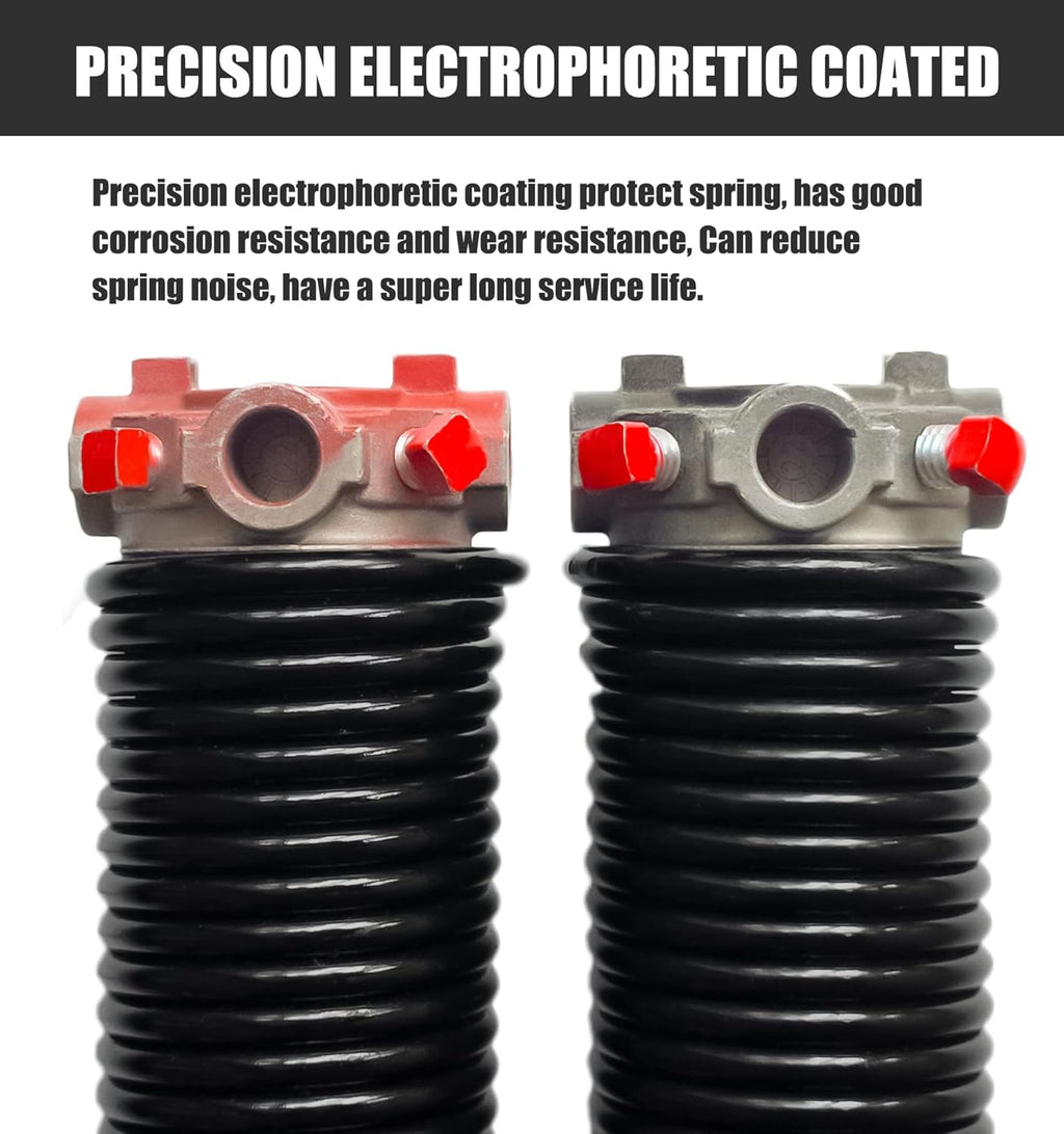 Garage Door Torsion Spring Set, Pair of 2" Electrophoresis Coated Garage Door Spring Replacement with 2 Non-Slip Winding Bars and Bearing, Minimum 16000 Cycles (.250x2x34")