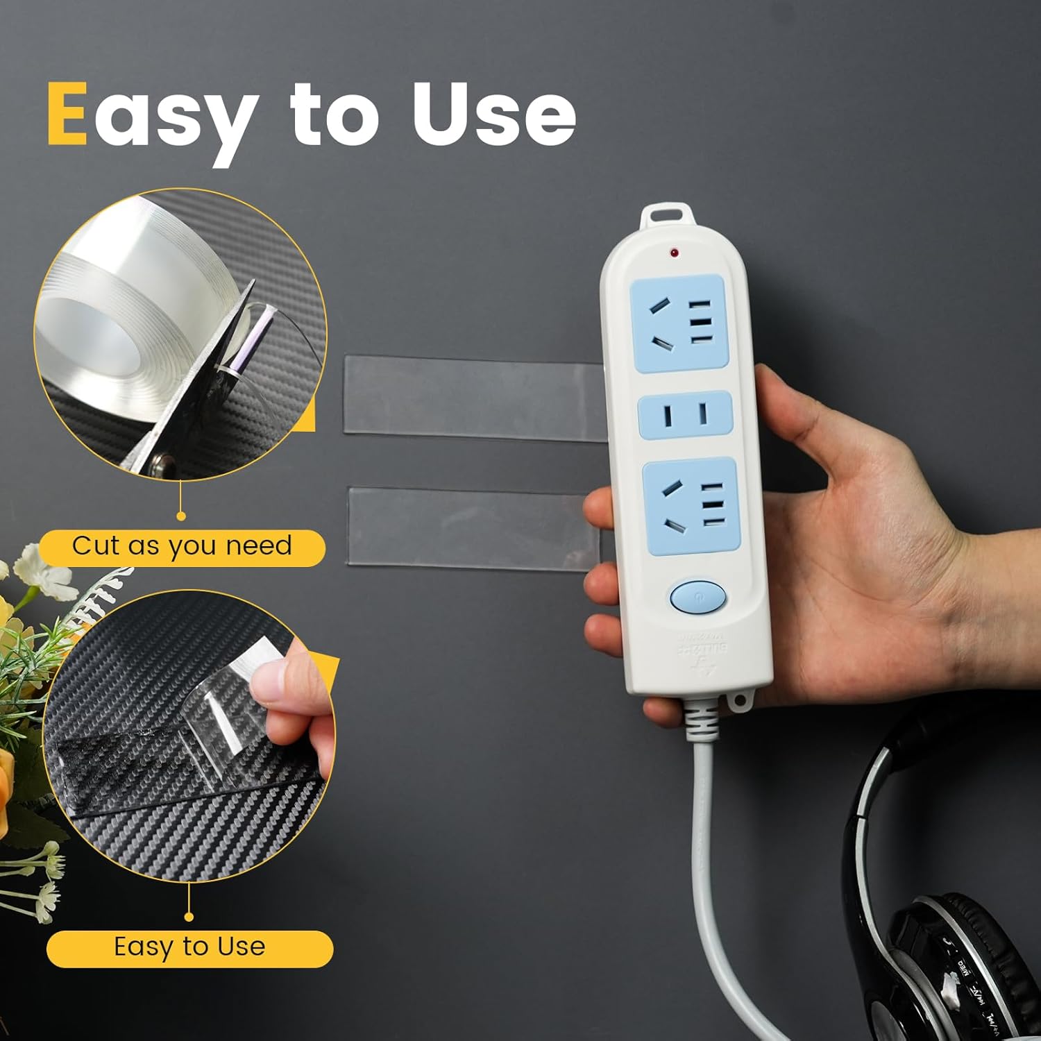 2 Rolls Double Sided Tape Heavy Duty Adhesive Tape Mounting Tape, Wall Sticky for Hanging, Nano Two Sided Tapes Strong Removable Wall Sticky Strips for Car, Home, Office - Total 19.7FT