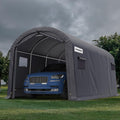 KING BIRD 10' x 20' Heavy Duty Carport with Roll-up Ventilated Windows Round Style Outdoor Instant Garage Anti-Snow Car Canopy with Reinforced Ground Bars