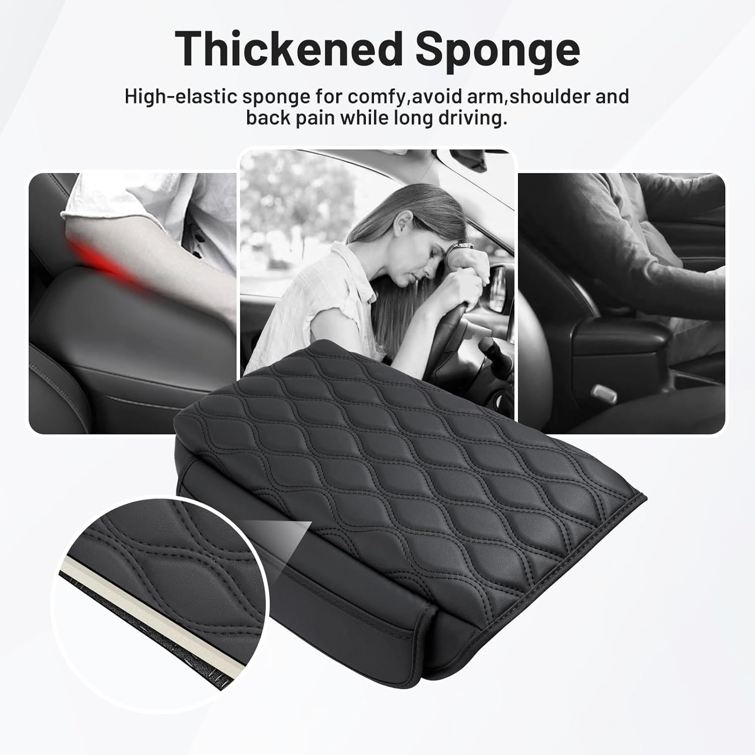 Autorder Center Console Cover for 2021-2025 2026 Jeep Grand Cherokee L Accessories Armrest Cushion Cover Nappa Leather Middle Console Covers Grand Cherokee L Console Cushion Pad Anti-Scratch