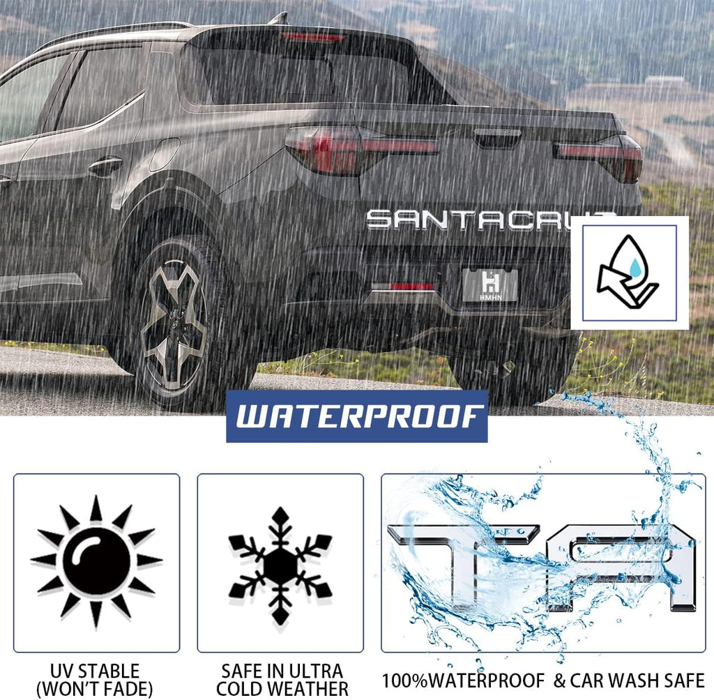 Tailgate Inserts Letters Compatible for 2022 2023 2024 2025 Santa Cruz 3D Raised & Strong Adhesive Decals Letters Rear Emblem Decal Sticker Compatible for Santa Cruz Accessories-Chrome Silve