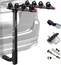 4 Bike Rack Bicycle Carrier Racks Hitch Mount Double Foldable Rack for Cars Truck SUV Fits 2" Receiver, Tie Down Strap, Anti-Rattle Hitch Tightener & Locking Hitch Pin
