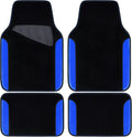 CAR PASS Rainbow Waterproof Universal Fit Faux Leather Car Carpet- Anti-Slip Nibbed Backing Floor Mats for SUV, Vans, Sedans, Trucks, Automotive Set of 4pcs (Black with Blue)
