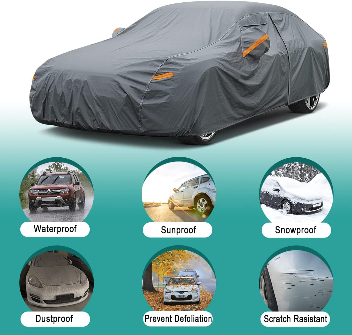 Premium Car Cover Custom Fit Porsche 911 (2011-2025), 16 Layers Heavy Duty Car Cover Waterproof All Weather with Zipper Door for Sun Rain Snow Dust Uv Protection