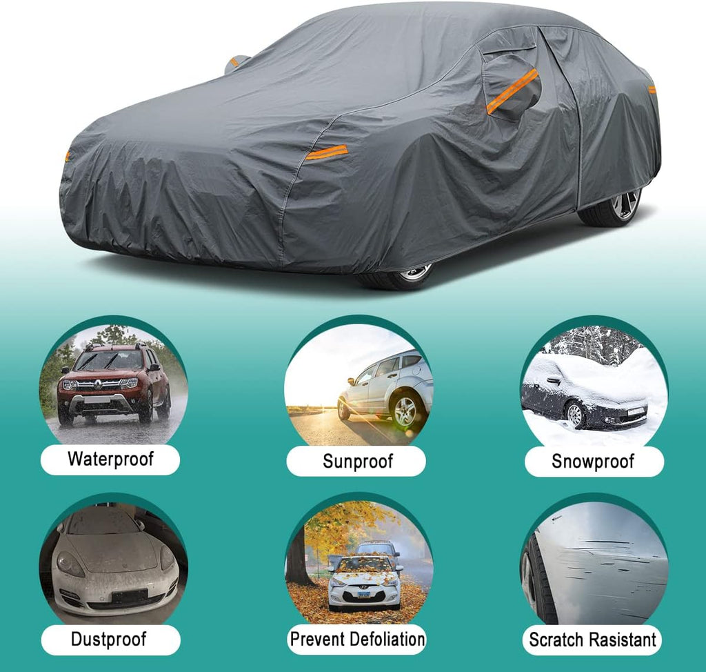 Premium Car Cover Custom Fit Tesla Model S (2012-2025), 16 Layers Heavy Duty Car Cover Waterproof All Weather with Zipper Door for Sun Rain Snow Dust Uv Protection