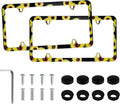 LivTee Flower License Plate Frames, 4 Holes Stainless Steel License Plate Covers, 2PCS Car License Plate Holder, Automotive Exterior Accessories, Sunflower