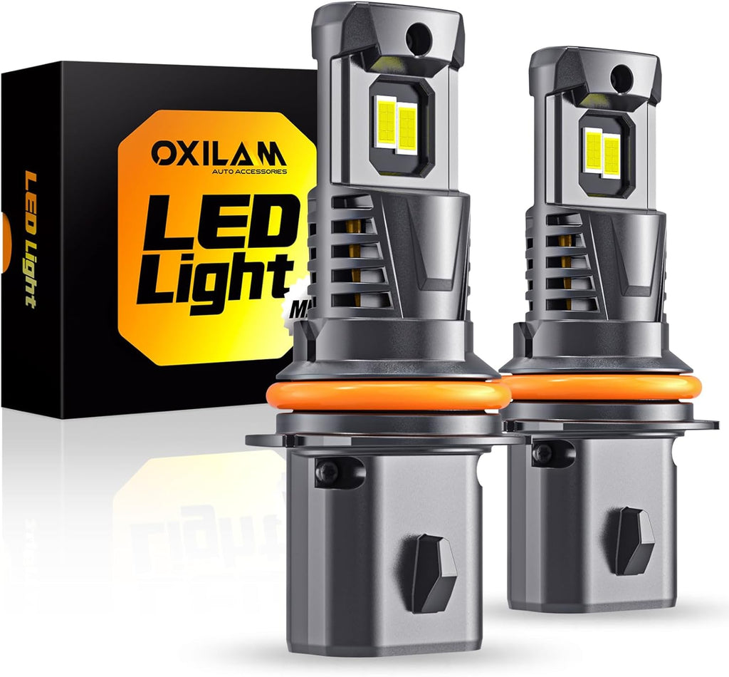 OXILAM 9004/HB1 LED Bulbs, 30000LM 800% Ultra-Bright, 6500K Pure White HB1 Fog Light, Easy Plug-N-Play Installation, 60000 HRS Lifespan, IP68 Waterproof, Pack of 2