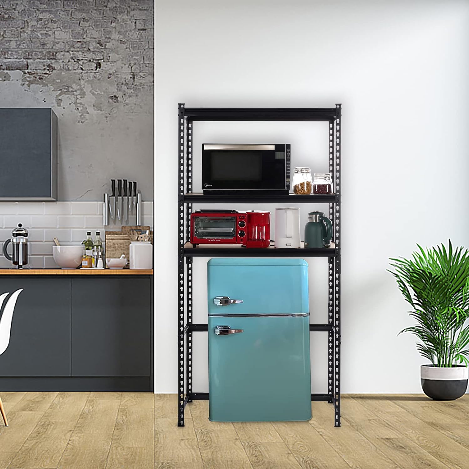 Garage Storage Shelves 35.43" W x 15.75" D x 72" H, 5 Tier Storage Rack Adjustable Black Metal Shelving for Warehouse, Pantry, Closet