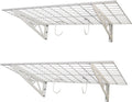 SafeRacks Garage Wall Shelves - 2 Pack Combo Set with 4 Hanging Hooks