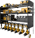 NINAT Heavy Duty 4-Tier Wall Mount Tool Organizer Rack - 7 Drill Holders, 150lb Capacity for Power Tools, Cordless Drills | Garage, Workshop, Shed & Basement Storage Solution