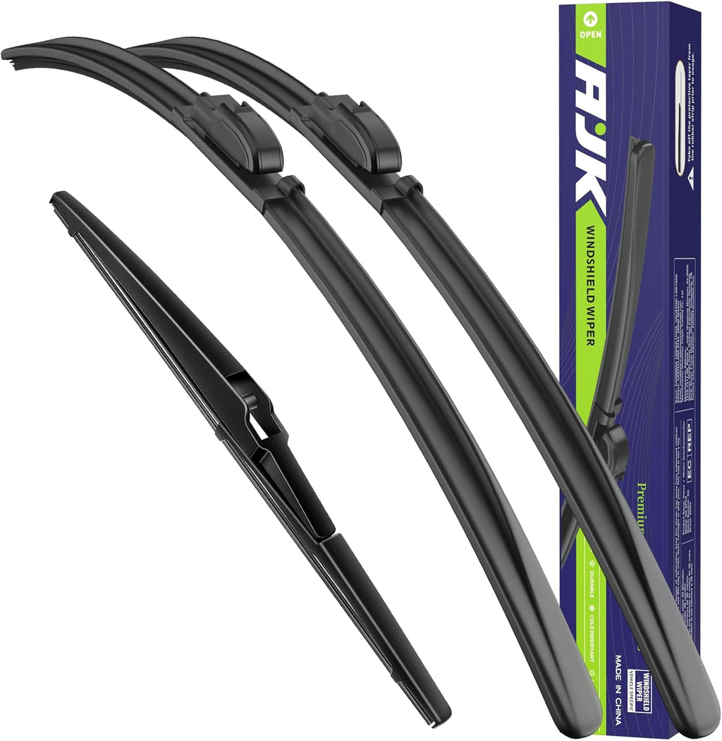 AJK Front Windshield Wiper for Jeep Compass 2018 2019 2020 2021 2022 2023 2024 2025, Original Equipment Back Window Wipers Blades, Conventional, Vehicle Specific Fit, Pack of 3