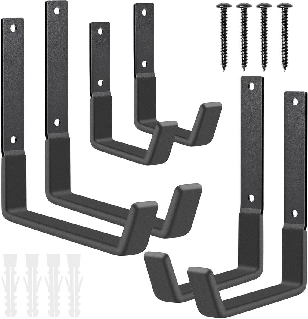 Heavy Duty Utility Hooks, Garage Storage Wall Mount Steel Hooks, Garden Tool Hanger, Garage Organizer for Tool, Ladder, Folding Chair, Hose, Ropes, Bike, etc.(2 S, 2 M, 2 L)