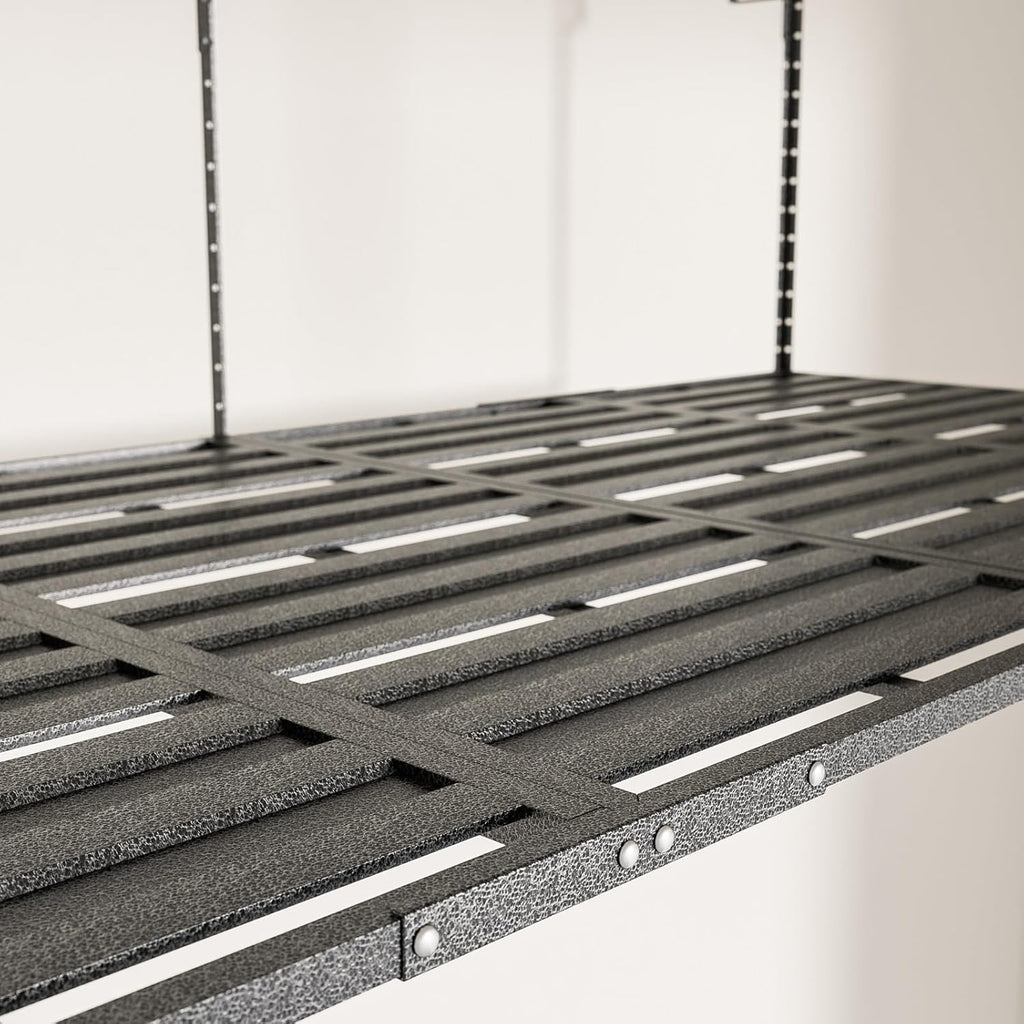 Heavy-Duty 4x8 Overhead Garage Storage Rack – Holds 20% More Weight, 800lbs Capacity, Adjustable Height, 4 Hooks Included for Extra Storage
