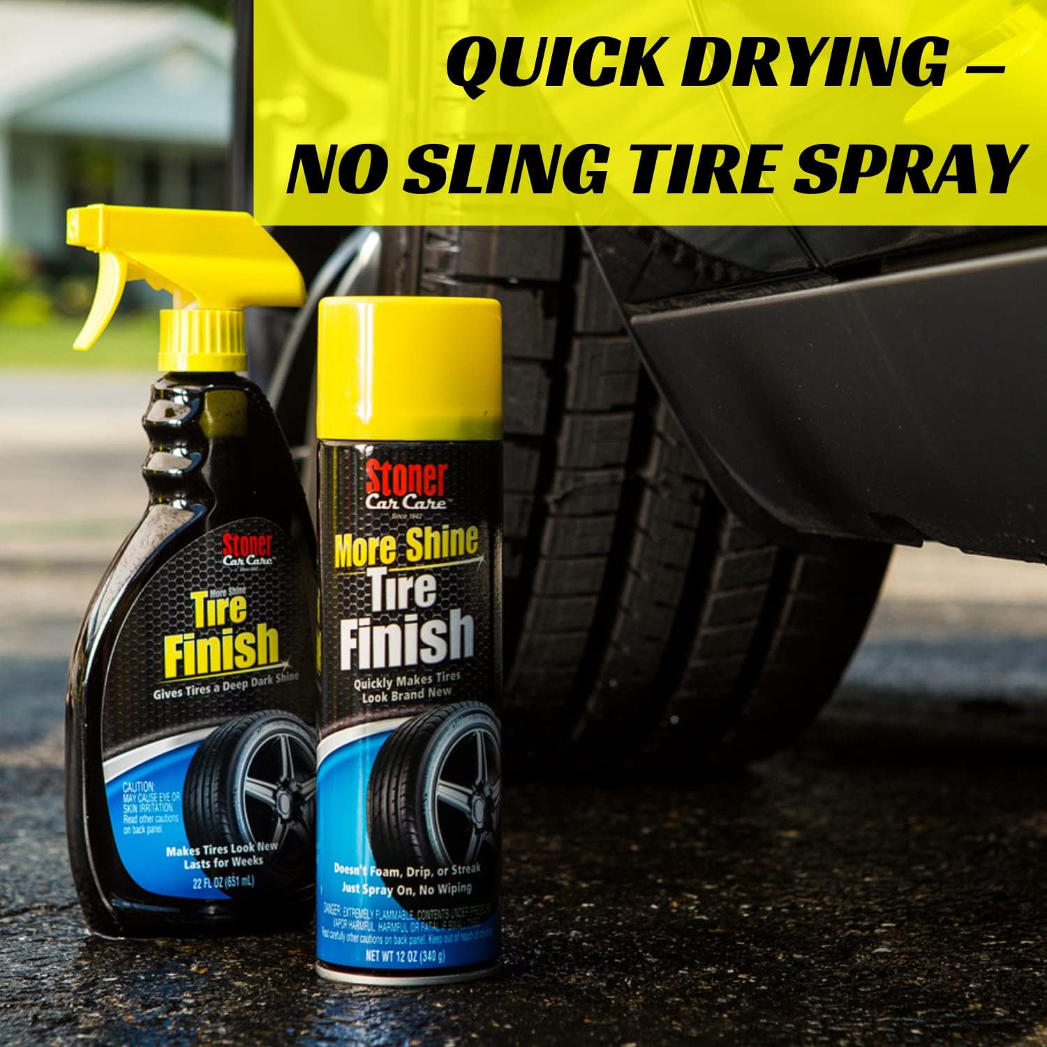 Stoner Car Care 91094 More Shine Tire Finish for Tire and Wheel Care Creates a Long-Lasting, Rain-Resistant Tire Shine, Makes Faded Tires Look New, Non-Greasy Formula, 12 Oz, Pack of 1