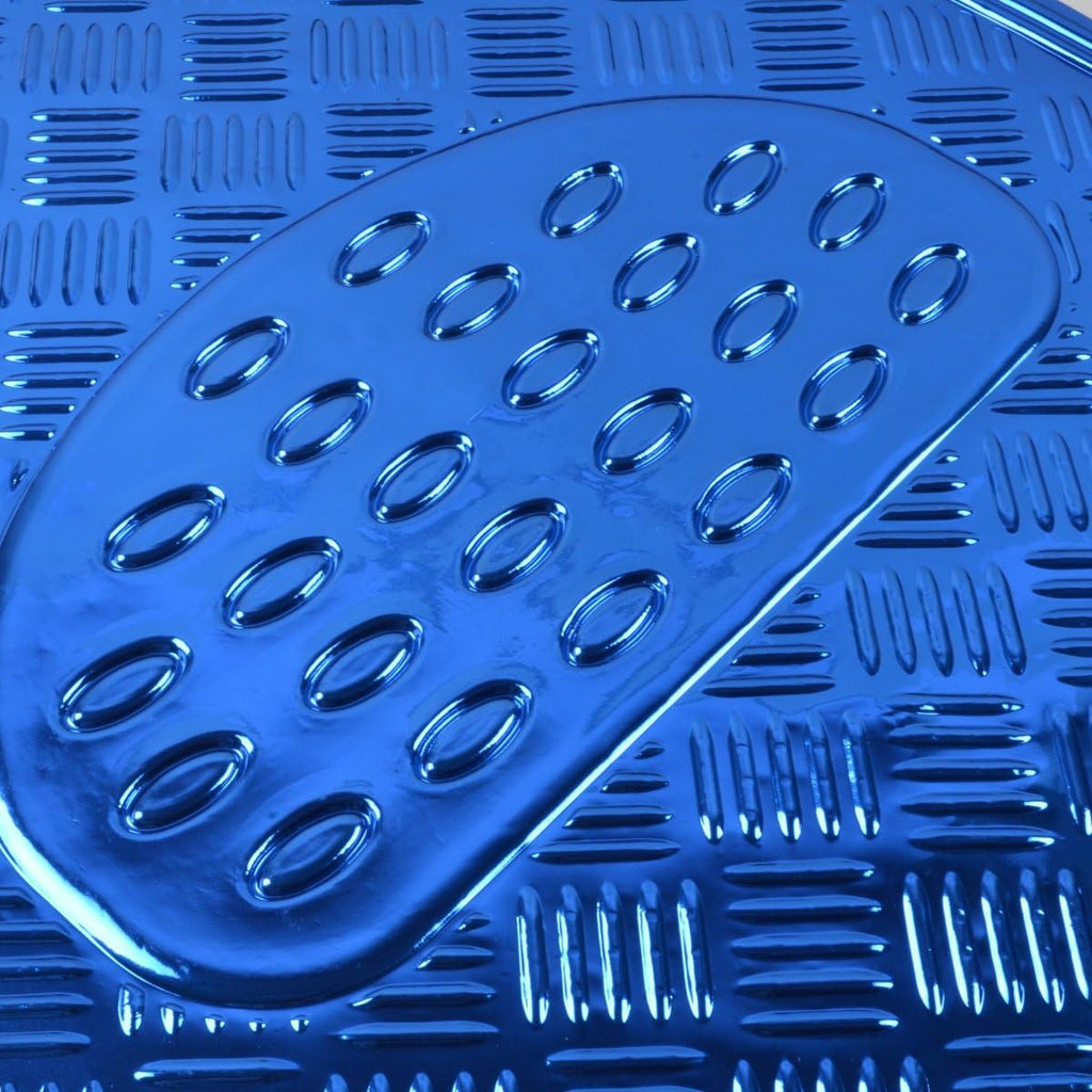 BDK 4-Piece All-Weather Universal Fit Front & Rear Floor Mats for Cars Trucks SUVs Vans, All-Weather Easy-to-Clean Diamond Metal Pattern Durable Heavy Duty Non-Slip Protection - Metallic Blue