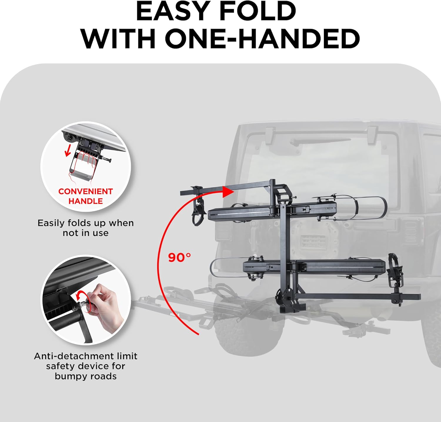 200LBS EZ-FOLD Aluminum 2-Ebike Carrier with Ramp for Bikes and Electric Bike, Car SUV Truck Van RV and Trailer