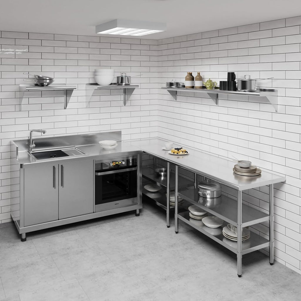 AmGood 72" Long X 10" Deep Stainless Steel Wall Shelf | NSF Certified | Appliance & Equipment Metal Shelving | Kitchen, Restaurant, Garage, Laundry, Utility Room