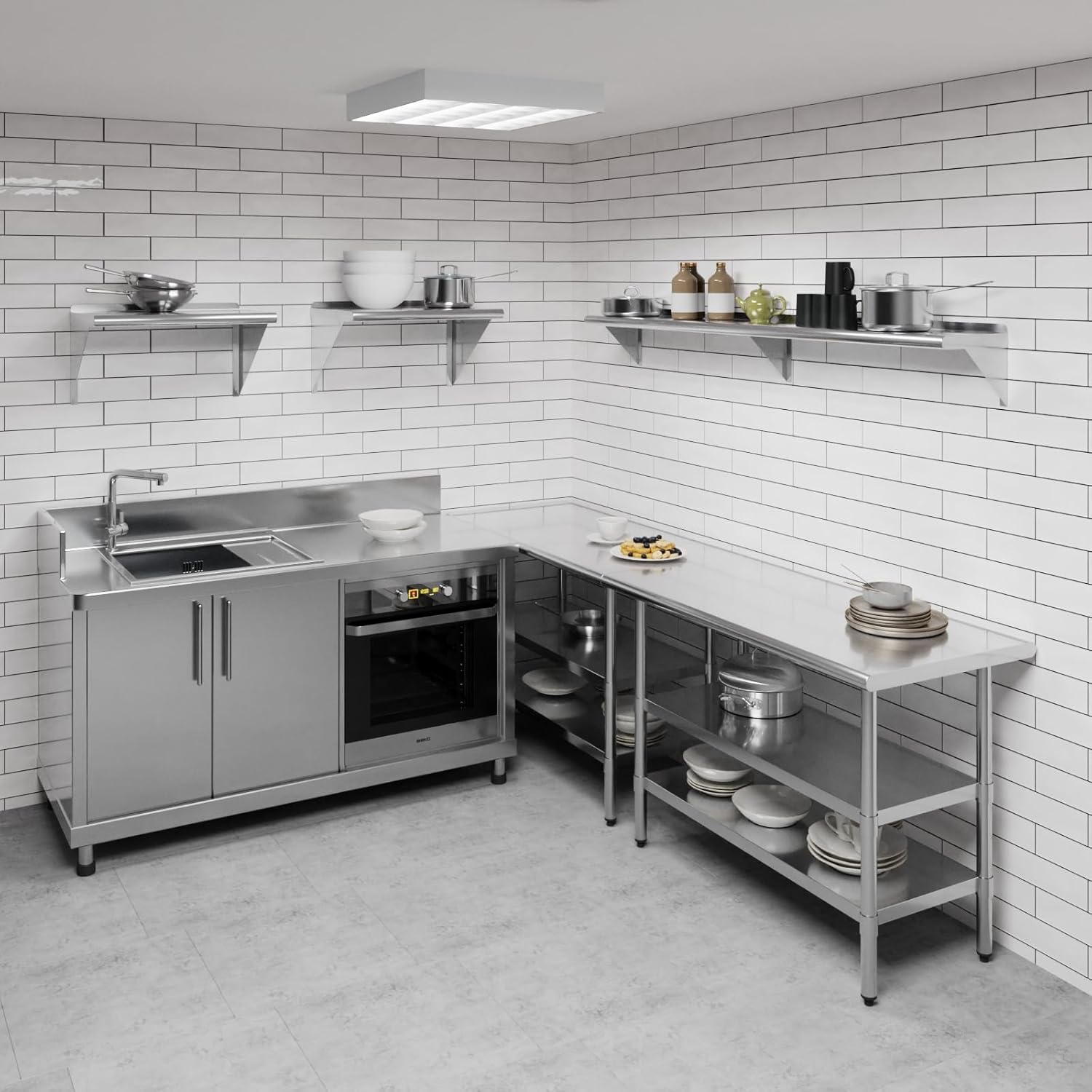 AmGood 72" Long X 10" Deep Stainless Steel Wall Shelf | NSF Certified | Appliance & Equipment Metal Shelving | Kitchen, Restaurant, Garage, Laundry, Utility Room