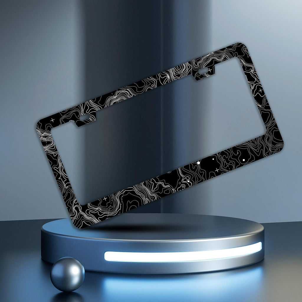 Topographic Map License Plate Frames - 2 Pcs Set 2 Holes Stainless Steel Metal Novelty Auto Car Accessories Decoration License Plate Frame Cover Size 6.3" x 12.2" Fit US Vehicles for Women Men Gift