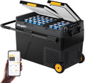 BougeRV 12 Volt Car Refrigerator, CRD2 52 Quart Portable Fridge Freezer with APP Control, -4℉ to 68℉ Dual Zone Compressor Electric Cooler 12/24V DC, 110~240V AC for Overlanding, Camping, RV, Truck