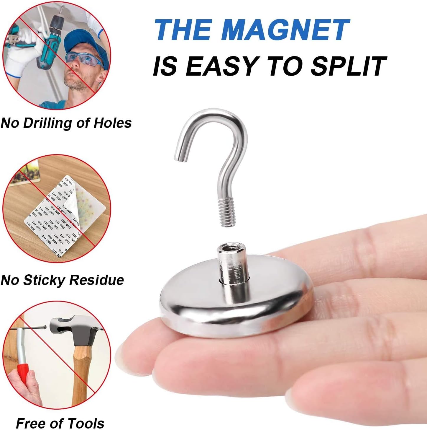 LOVIMAG 100LBS Heavy Duty Magnetic Hooks, Strong Neodymium Magnet Hooks for Hanging, Rare Earth Magnets with Hooks for Locker Accessories, Kitchen, Classroom, Office, Ceiling,Cruise Cabins, etc-12pcs