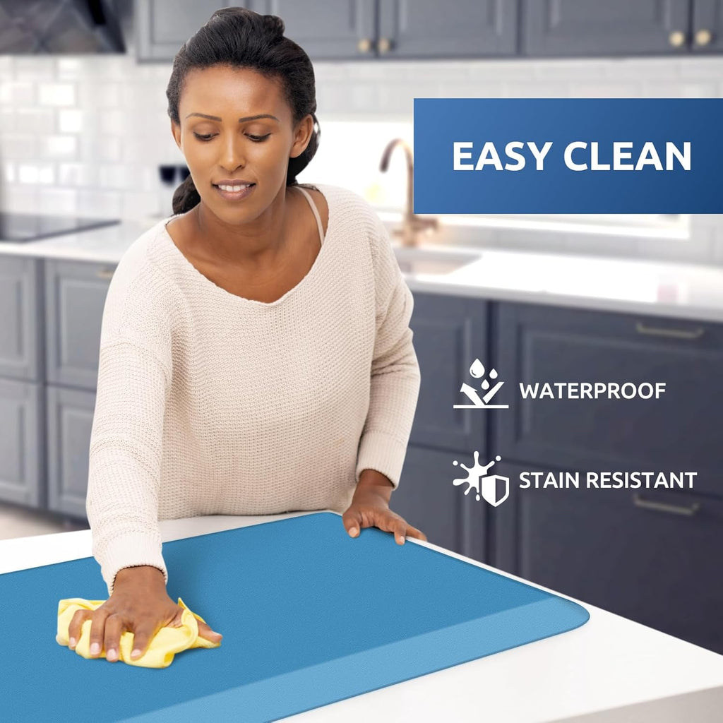 KitchenClouds Kitchen Mat Cushioned Anti Fatigue Kitchen Rug 0.8inch Waterproof Non Slip Kitchen Rugs and Mats Standing Desk Mat Comfort Floor Mats for Kitchen Sink Office (17.3"x39",Green)