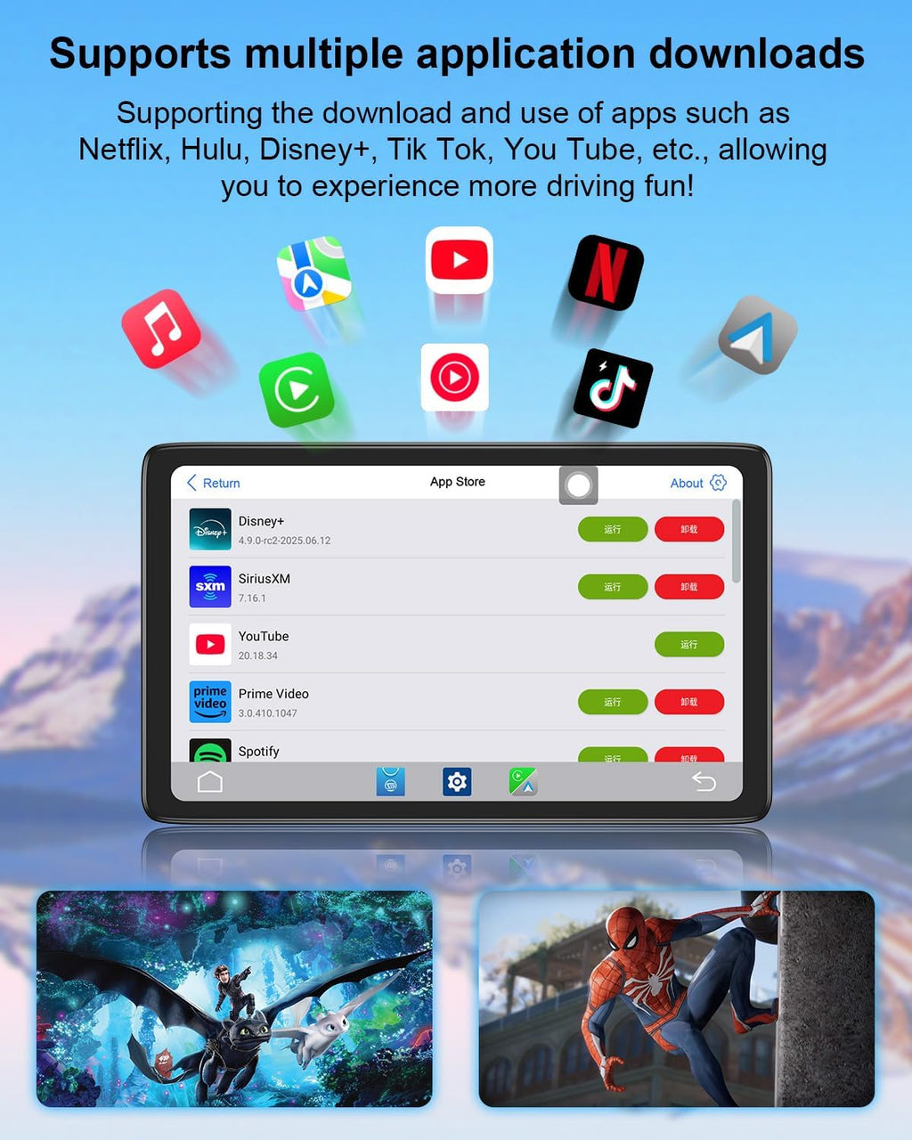 Upgraded Apple Carplay Screen for Car, 9" Wireless CarPlay & Android Auto Car Stereo Touch Screen, Car Play Supports Netflix/YouTube/TikTok, App Store, Screen Flip, GPS Navigation, Voice Control