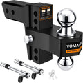 Adjustable Trailer Hitch-Drop Hitch Fits 2.5-Inch Receiver -6" Drop/Rise Tow Hitch with 2" and 2-5/16" Tow Balls-18,500GTW with Double Anti-Theft Pins Locks, Black