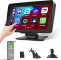 Portable Carplay Screen for Car, 7" Wireless Carplay & Android Auto with Bluetooth, GPS Navigation, Siri, FM, AUX, Mirror Link for All Vehicles