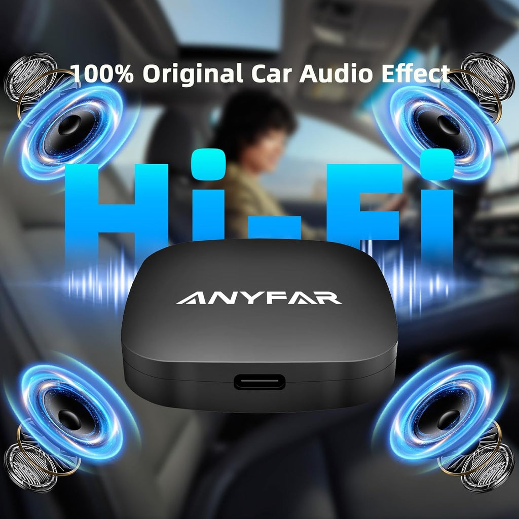 AI 7 Wireless CarPlay Adapter Android Box with YouTube Netflix TikTok Disney+, Play Store(for App Download), Supports TF Card & USB Drive, USB/Type-C, Fits for Built-in Wired CarPlay Car (32GB)