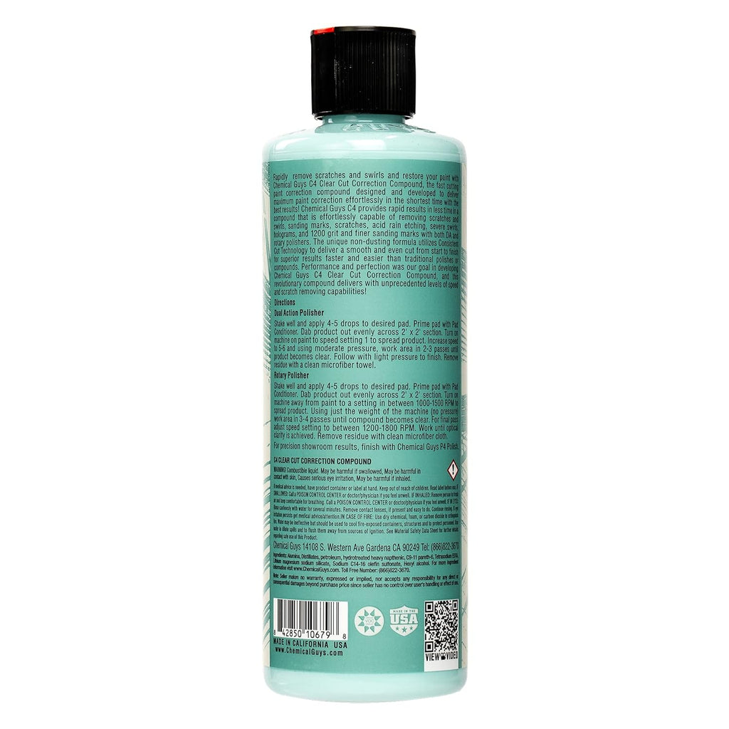 Chemical Guys GAP11616 C4 Clear Cut Correction Compound (Paint Correction - Fixes Scratches, Swirls & Holograms), 16 oz.