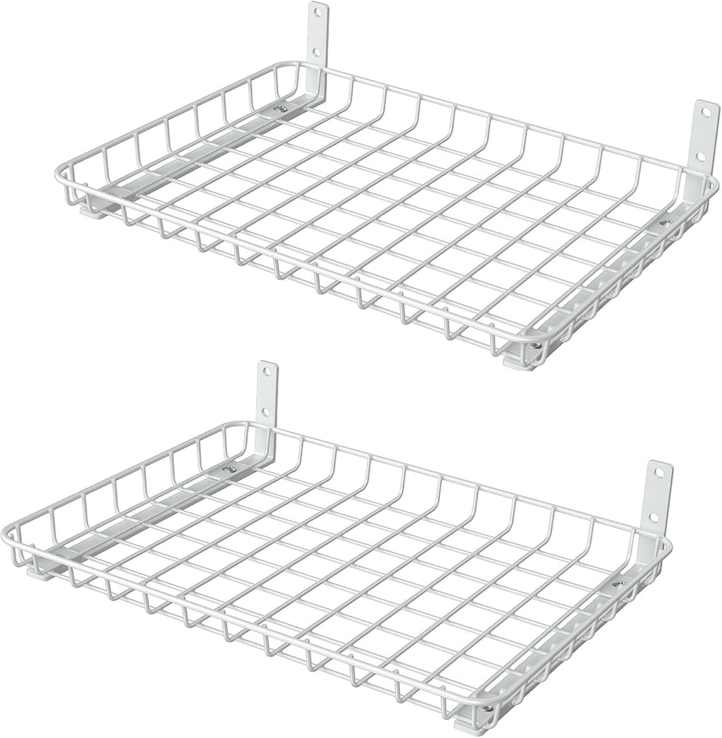 WALMANN Wall Shelves, 12 * 18 inch Wall-Mounted Storage Shelves for Garage, Closet, Laundry Room, Heavy Duty Wall Shelving, Holds Up to 60 lbs(Pack of 2, White)
