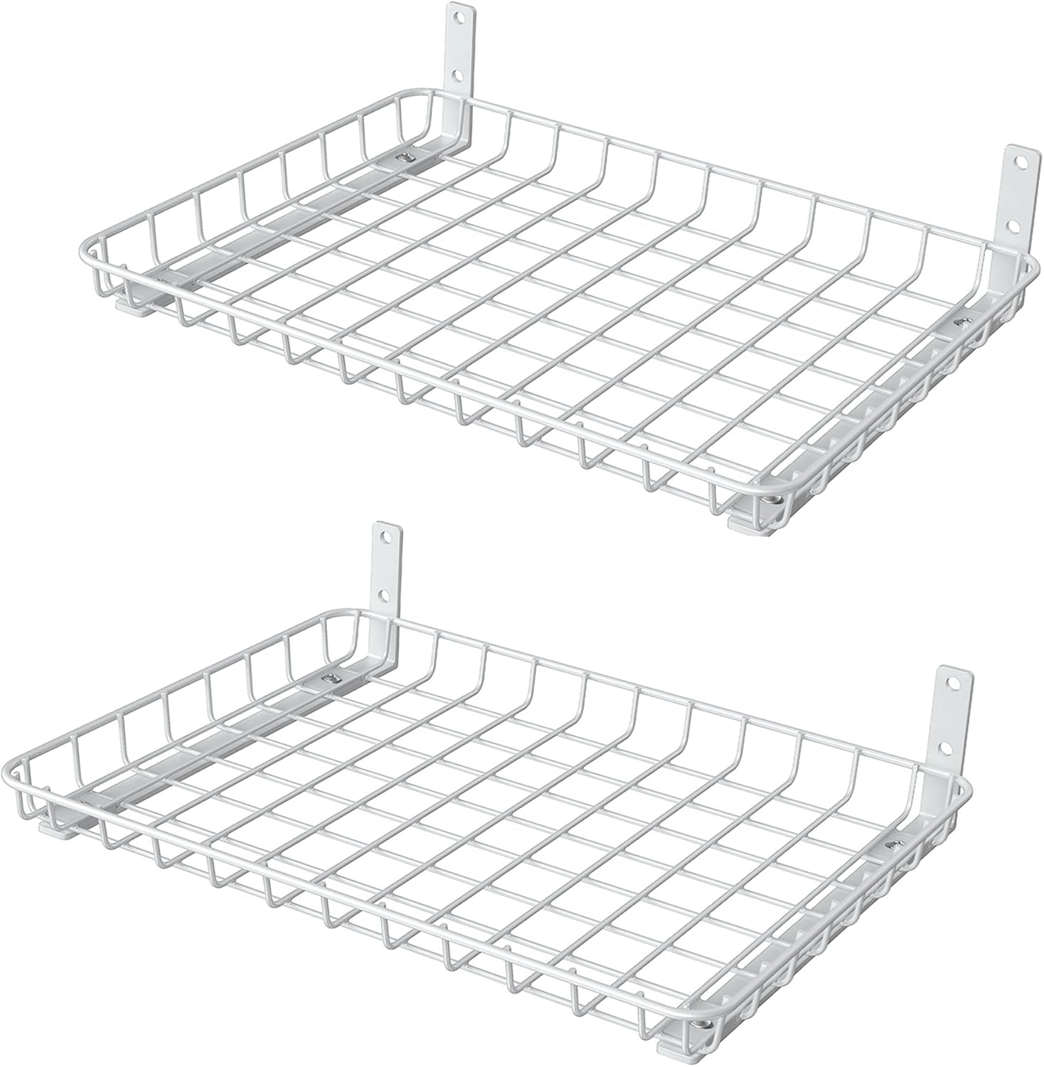 WALMANN Wall Shelves, 12 * 18 inch Wall-Mounted Storage Shelves for Garage, Closet, Laundry Room, Heavy Duty Wall Shelving, Holds Up to 60 lbs(Pack of 2, White)