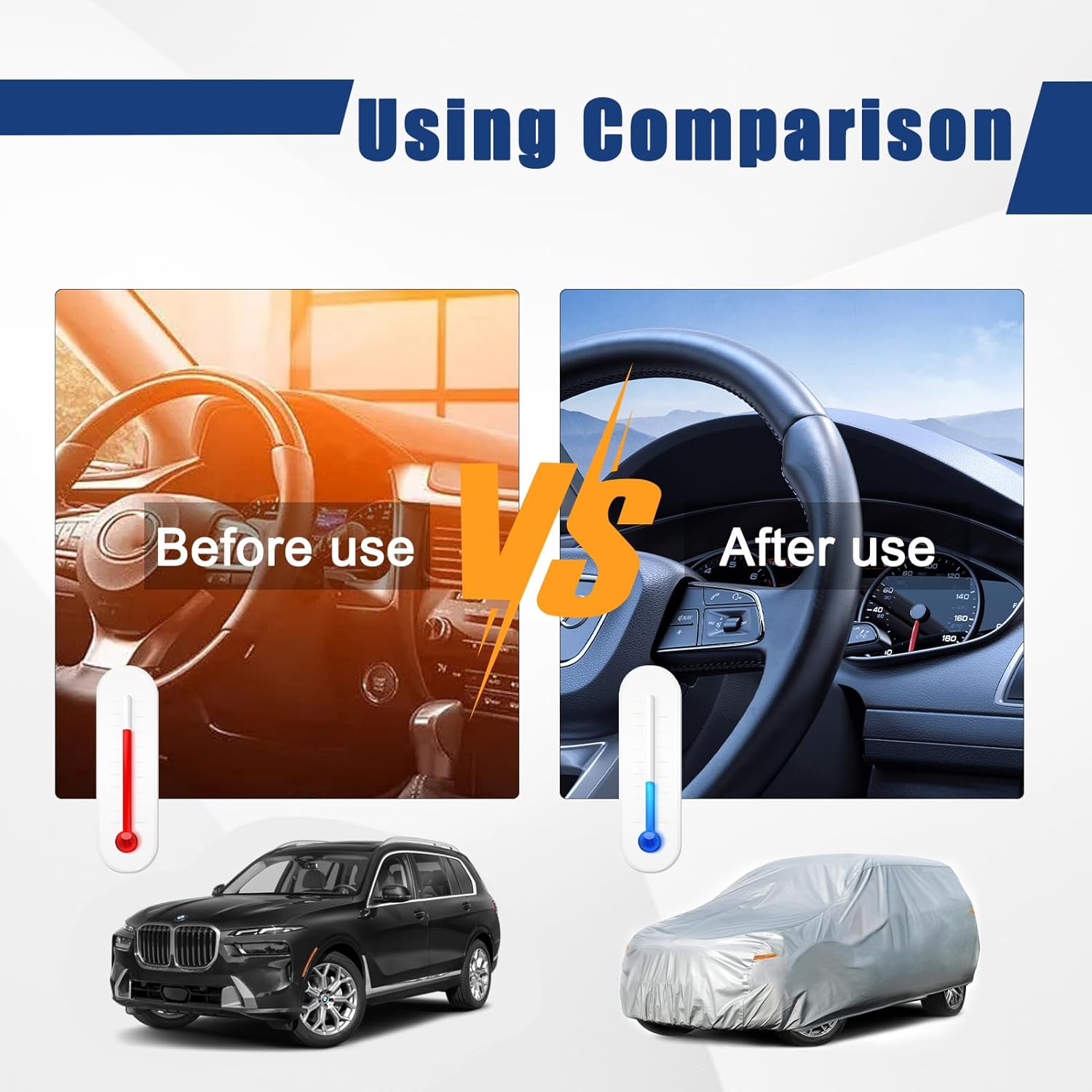Kayme 6 Layers SUV Car Cover Custom Fit for BMW X7（2018-2025） Waterproof All Weather for Automobiles, Outdoor Full Cover Rain Sun UV Protection.Silver