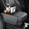 Center Console Cover Organizer, 5-in-1 Arm Rest Cover for Car with Cup Holder & Storage Pocket & Tissue Holder, Armrest Cover Cushion Pad, Water Ripples, Grey