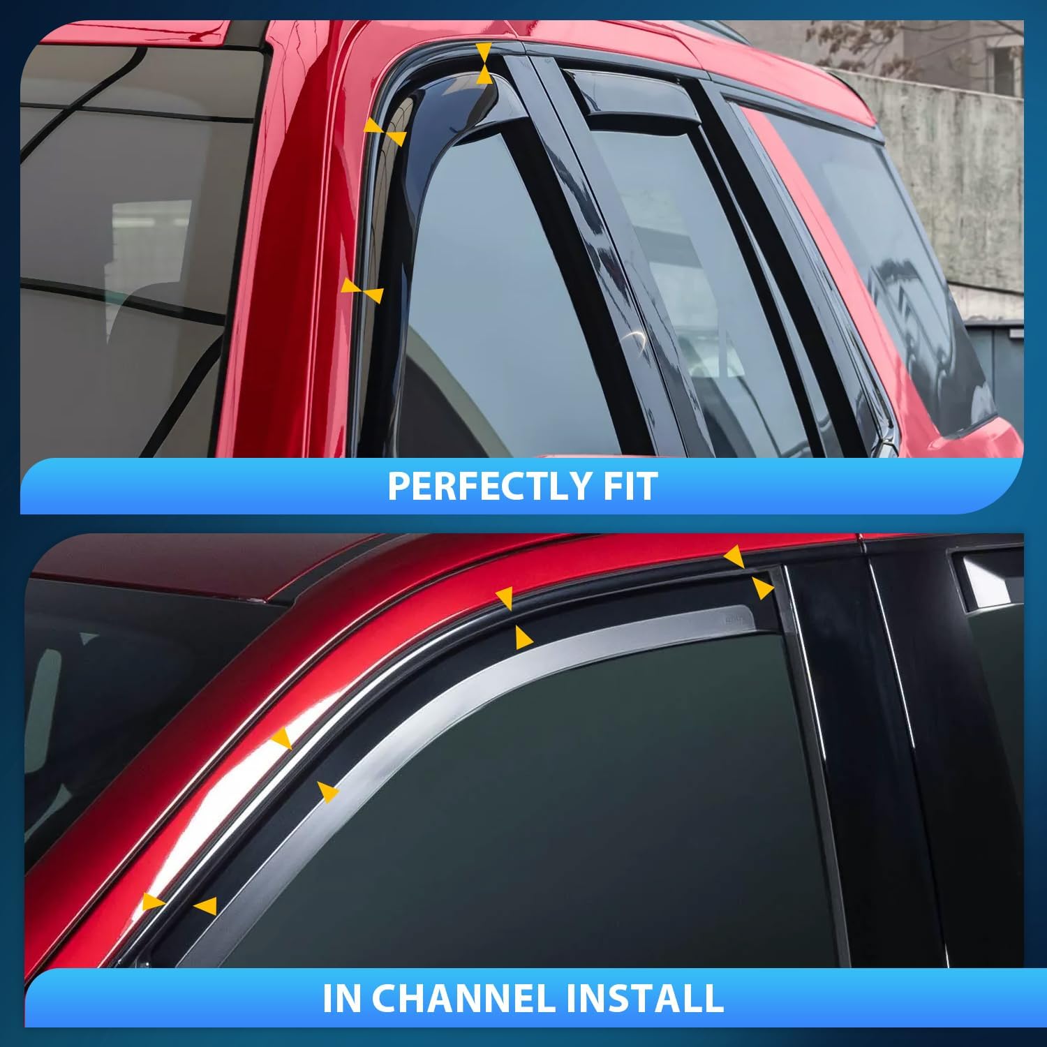 Nilight Durable in Channel Rain Guards for Chevy Suburban 2021 2022 2023 2024 2025 Window Deflectors, Vent Window Visors-4pcs