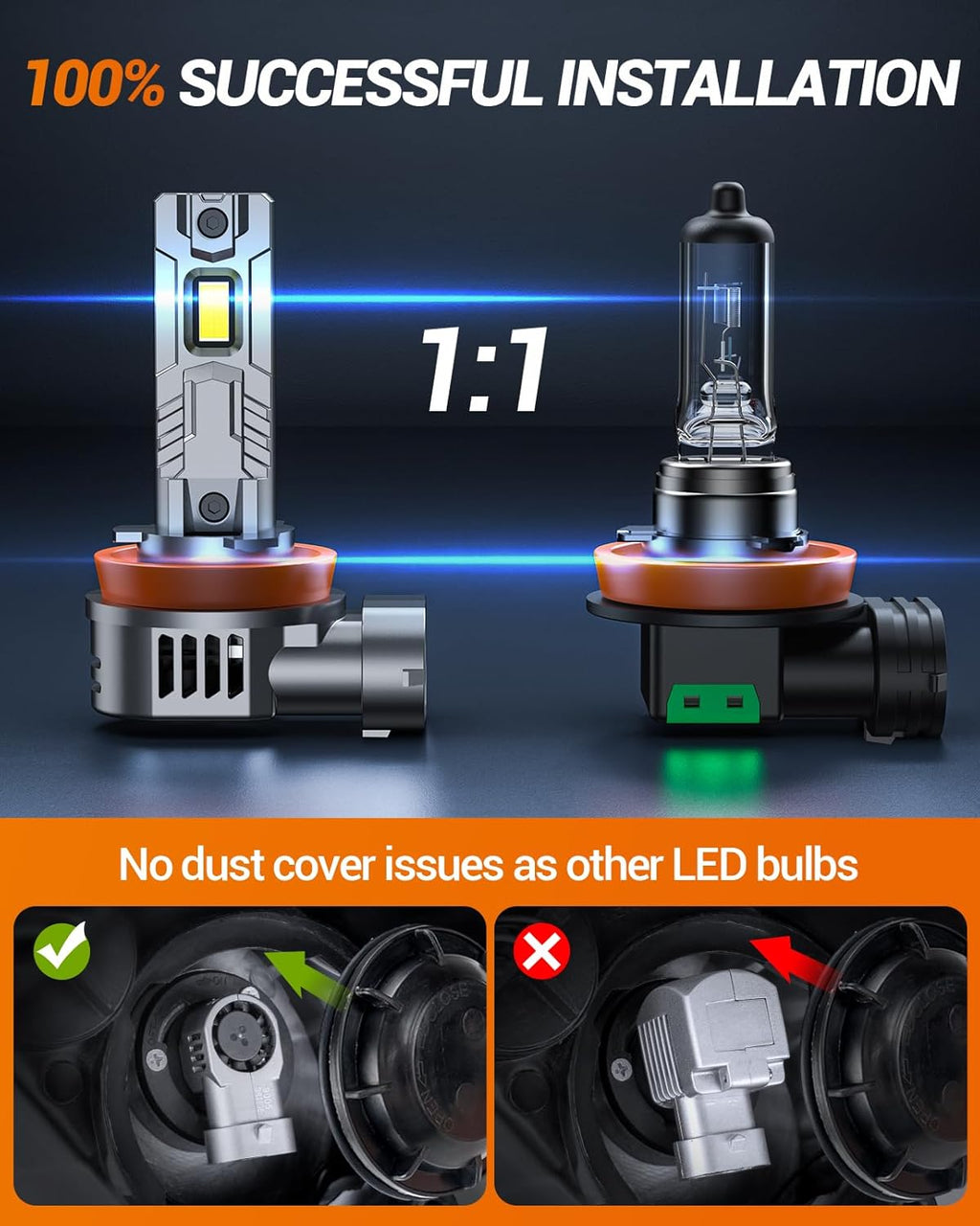 SEALIGHT H11/H9/H8 and 9005/HB3 Fog Lights Combo, 90,000LM Wider Driving Vision, 1:1 Design 9005 H11 Fog Lights, Plug and Play, Pack of 4