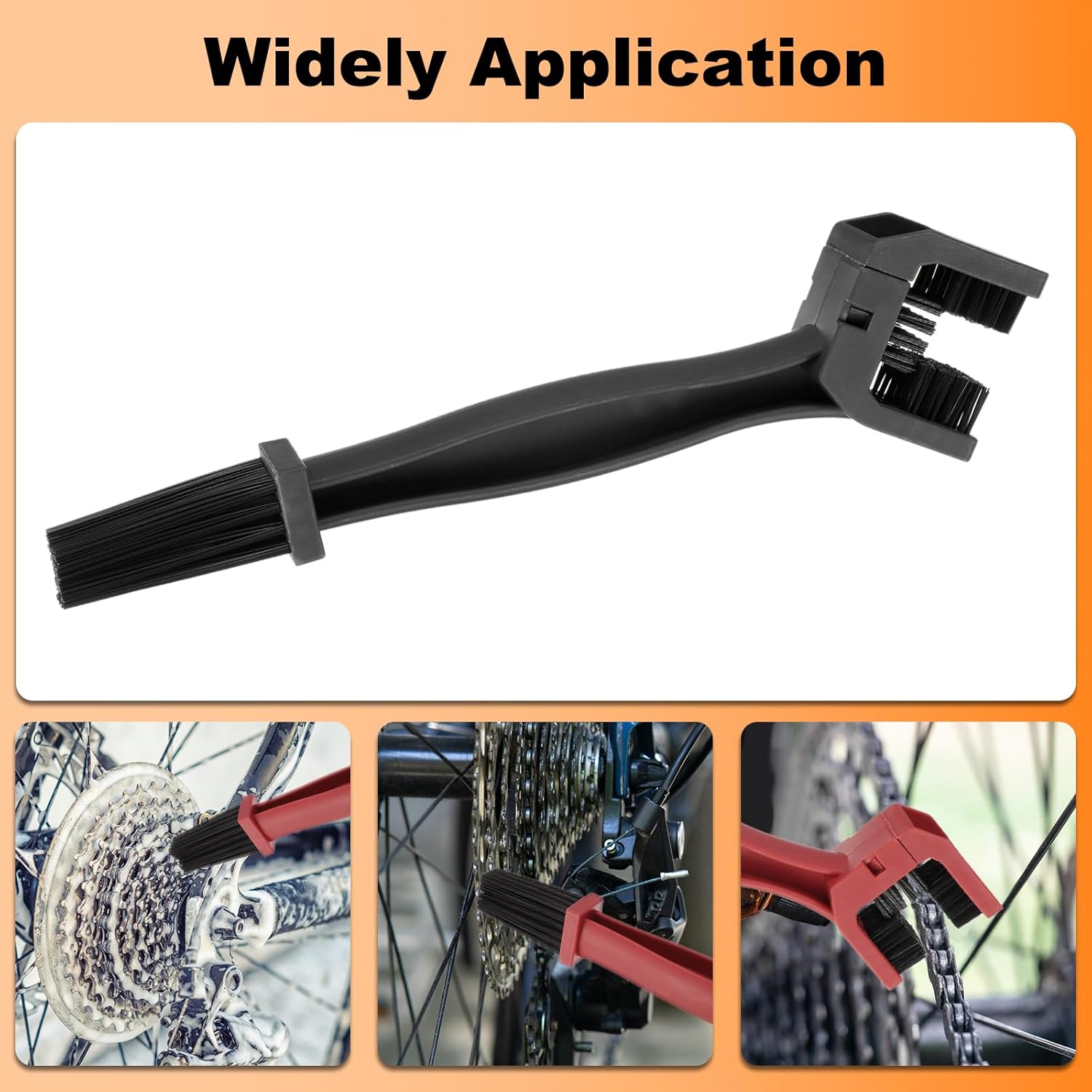 HARFINGTON Bicycle Chain Cleaning Tool Brush Motorcycle Chain Brush Crankset Brush Bike Clean Brush Kit for Gears Maintenance Cleaning Tools, Black