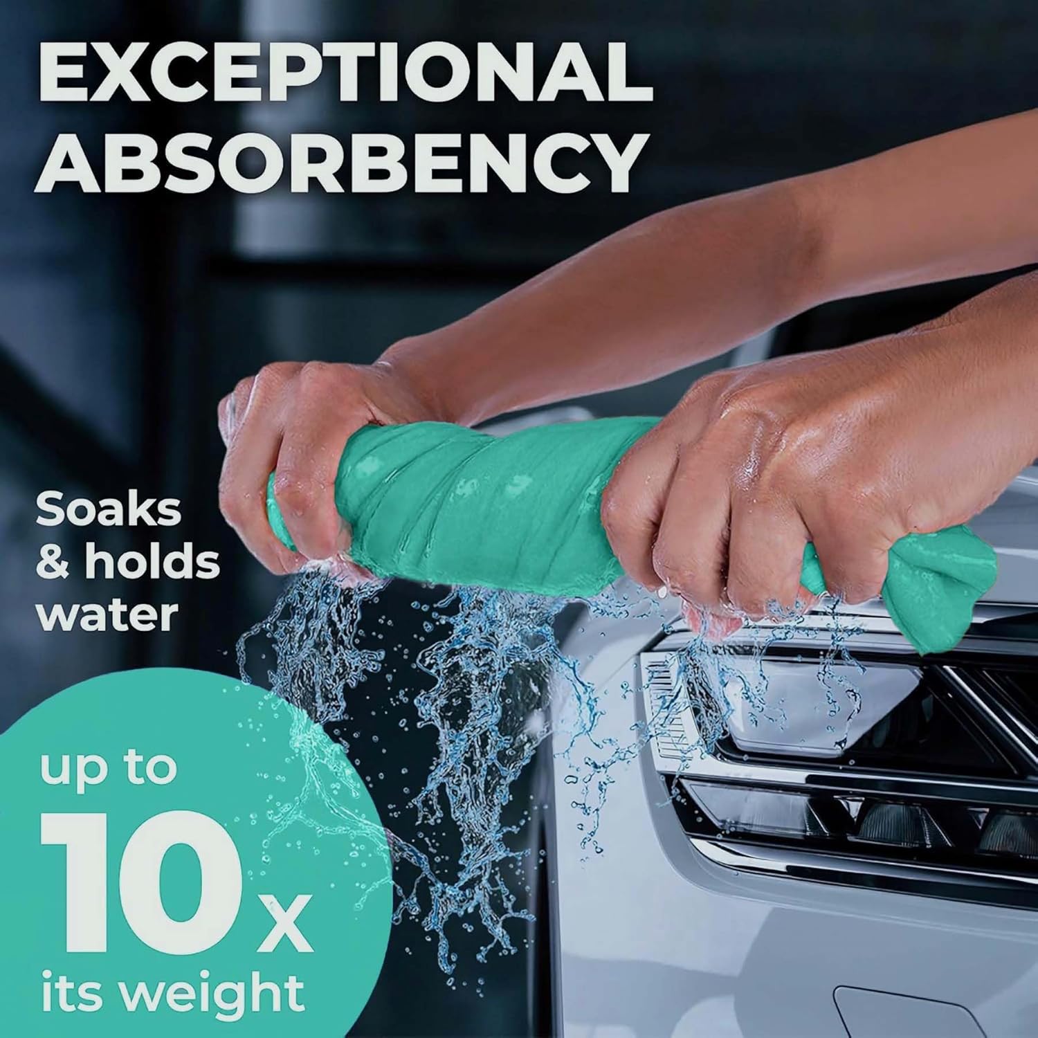 Premium Shammy Cloth for Car Drying - Super Absorbent Reusable Chamois Towel - Scratch-Free - 26'x17'
