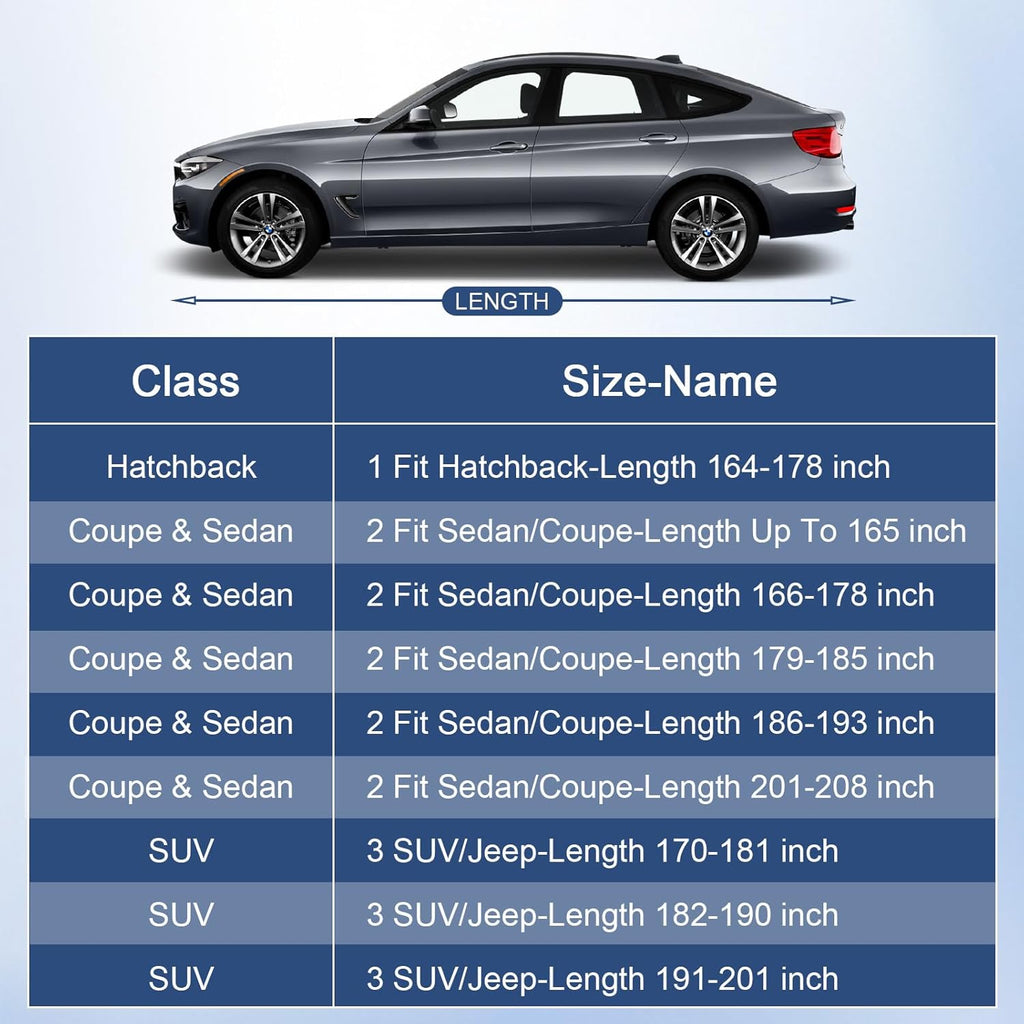 Car Cover Waterproof All Weather for Automobiles, Full Exterior Covers for Sedan & Coupe (201-208 inch) Universal Fit for Chrysler 300, Benz S-Class, etc. Rain Winter Sun Snow Protection.