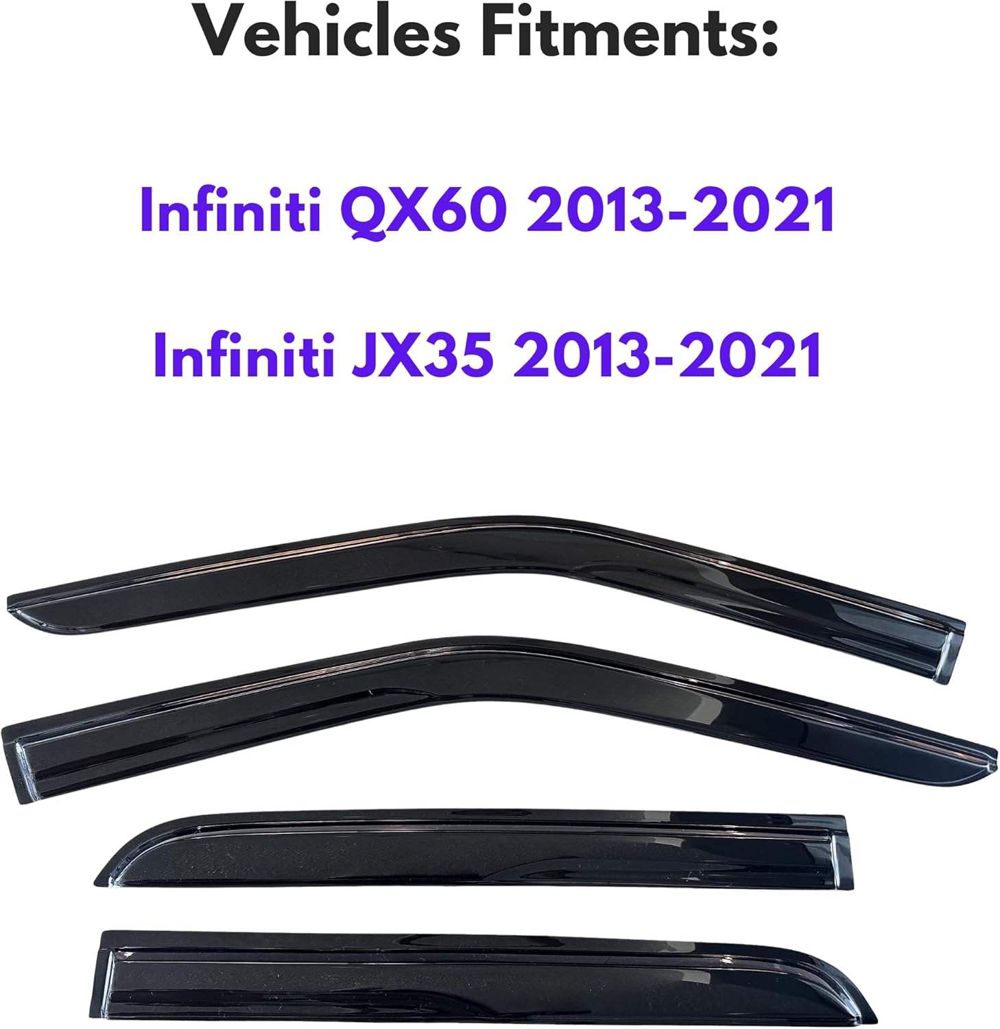 KPY Window Visor Compatible with Infiniti QX60 & JX35 2013-2021, 4PC Rain Guard Side Window Vent Deflectors Tape-On Mugen Style, 2013 2014 2015 2016 2017 2018 2019 2020 2021