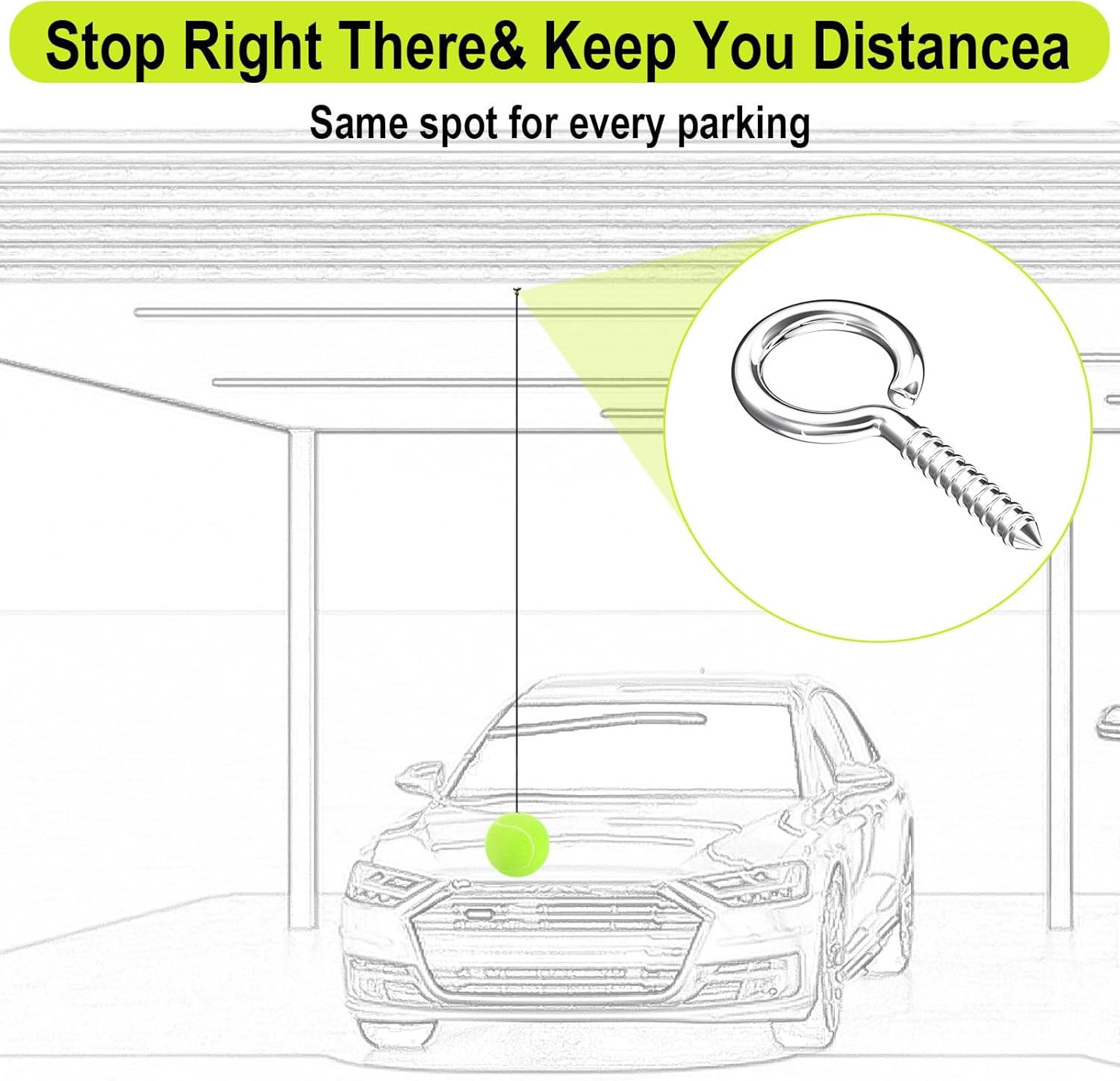 Garage Tennis Ball Parking Aid, Parking Guide System for Garage Accessories, Stop Indicator, Parking Assist Ball, Aid-Parking Kit, Garage Car Stopper, Pack of 4