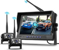 Hodozzy Wireless Backup Camera Digital System Kit, 9 Inch Dual Split Screen Monitor with Blind Spot Warning, IP 68 Waterproof 2 Backup Camera, Recording,Night Vision,Loop Record Trucks/RV/SUV