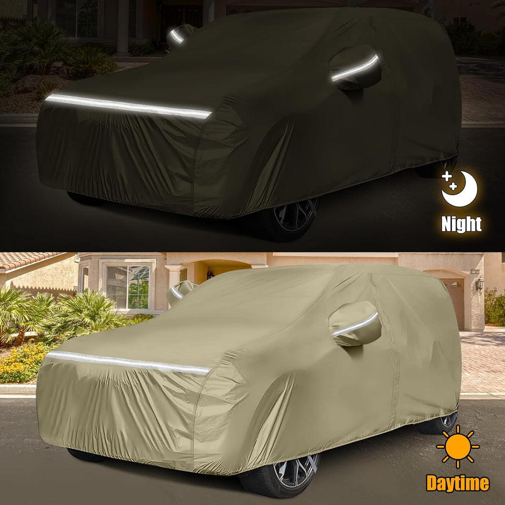 Waterproof Car Covers Replace for 2011-2025 Jeep Grand Cherokee, Multilayer Heavy Duty with Cotton Liner All Weather Car Cover with Zipper Door, Windproof Bands for Snow Rain Dust Protection