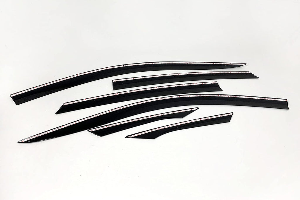 AUTOCLOVER Tape-On Rain Guards Window Visors 6 Pcs Set for Honda Civic Sedan 4dr 2016 2017 2018 2019 2020 2021 / Window Deflectors, Out-Channel Vent Shades (Smoked)