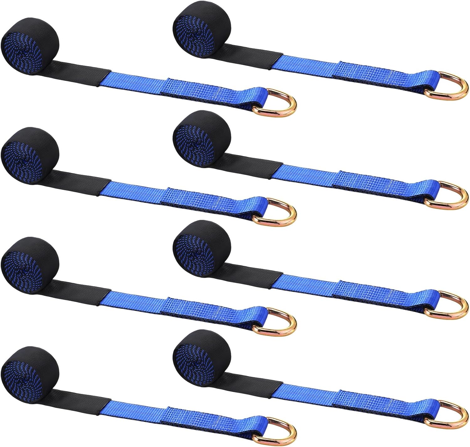 8Pack 2'' X 8ft Tow Truck Straps Lasso Wheel Lift Straps Lasso Tow Strap with D Ring 11, 000 Lbs Break Strength Auto Tie Down Auto Hauler for Trailer Truck Tie(Blue)